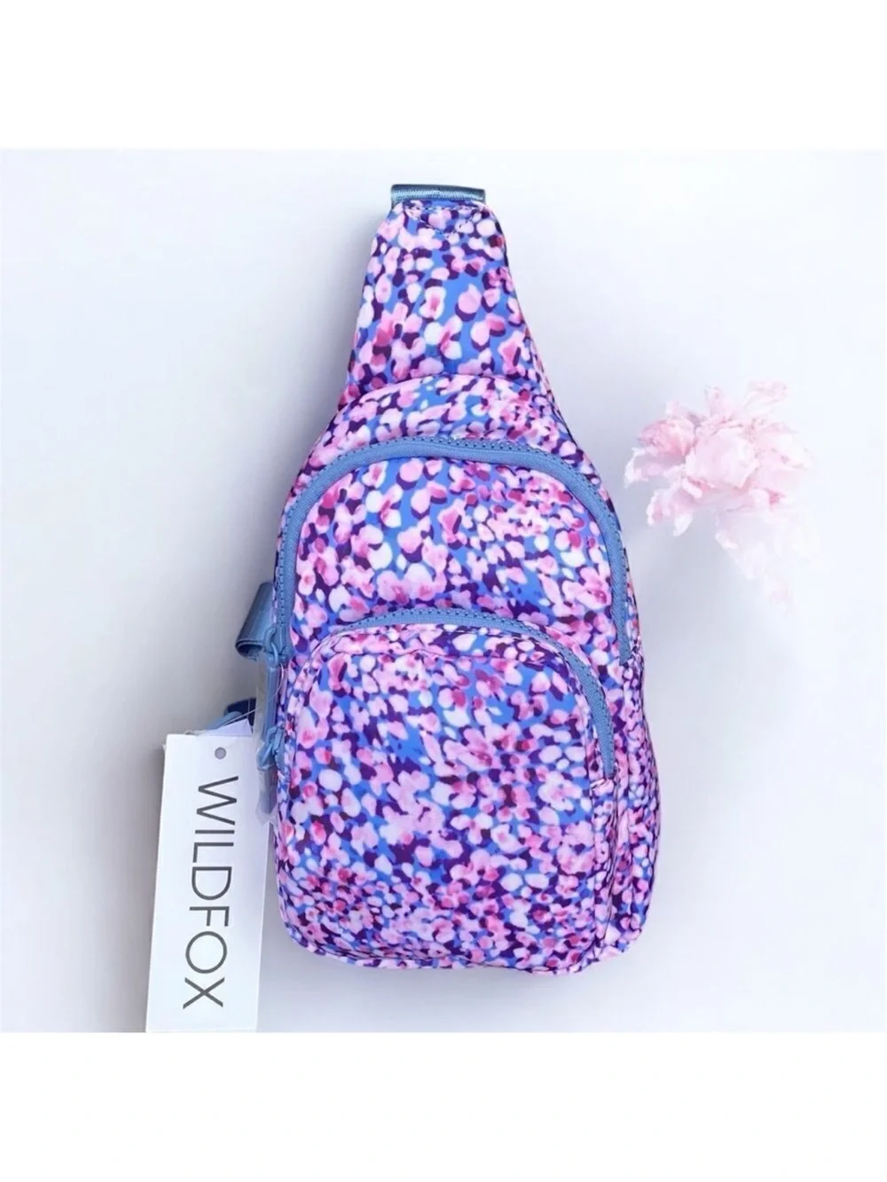 Wildfox Purple and Pink Floral Pattern Crossbody Sling Bag